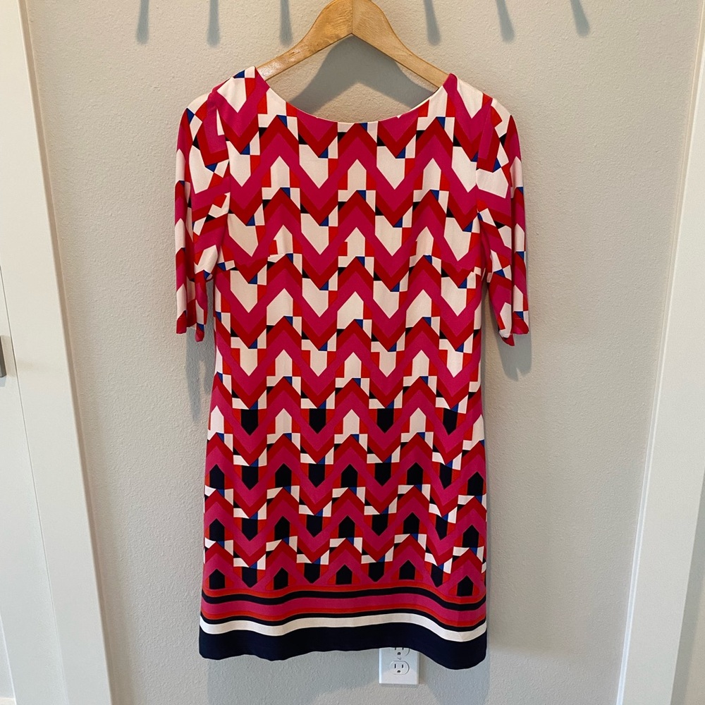 Eliza J | pink geometric polyester swing dress | size 8